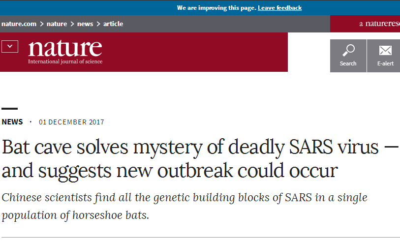 重磅!SARS病毒起源被揭开 且有新爆发可能
