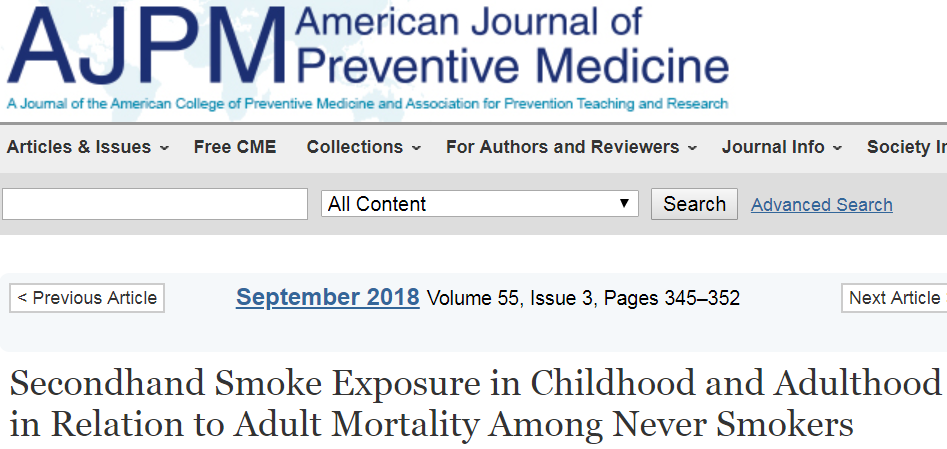 二手烟危害大！童年接触二手烟增加成年后死于肺病的风险