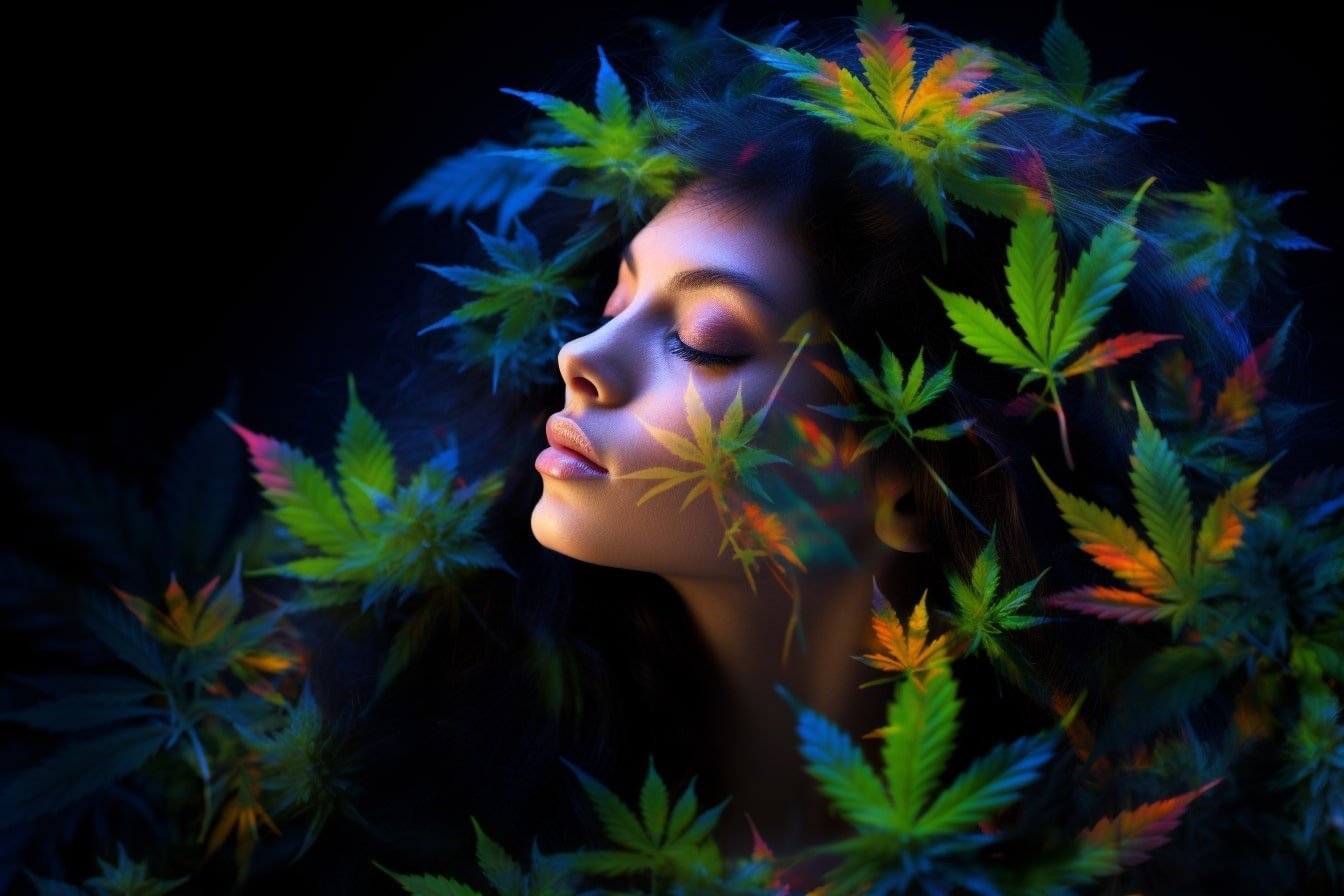 这显示了一个女人和树叶。