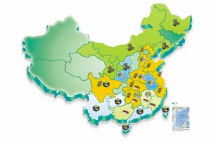 中国主要可开发生物质资源分布图