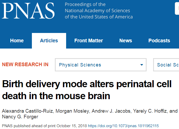 顺产vs剖腹产？PNAS：出生模式影响脑发育和行为
